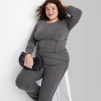  Women's Long Sleeve Corset Seam T-Shirt - Wild Fable™