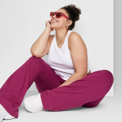  Women's High-Waisted Slim Fit Flare Leggings - Wild Fable™ Burgundy