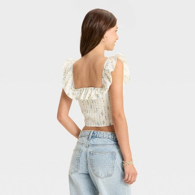  Women's Ruffle Sleeve Smocked Tank Top - Wild Fable™