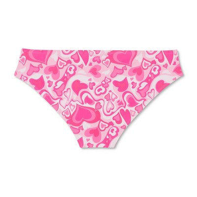  Women's Cheeky Bikini Bottom - Wild Fable™ Pink Heart Print