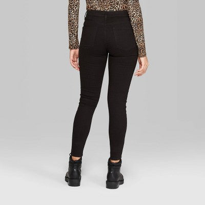  Women's Super-High Rise Distressed Skinny Jeans - Wild Fable™ Black