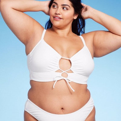  Women's Lace-Up Longline Bikini Top - Wild Fable™
