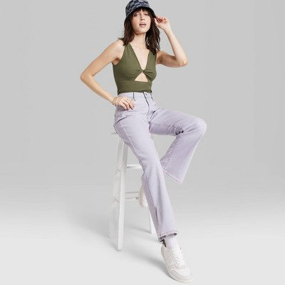  Women's Twist-Front Cut Out Tank Bodysuit - Wild Fable™