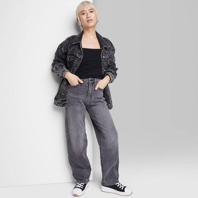  Women's High-Rise 90's Relaxed Straight Jeans - Wild Fable™ Black Wash