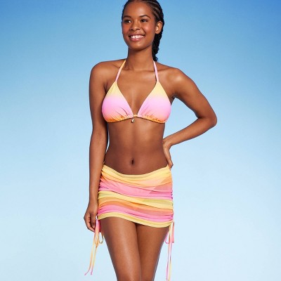 Women's Mesh Drawstring Ruched Cover Up Skirt - Wild Fable™