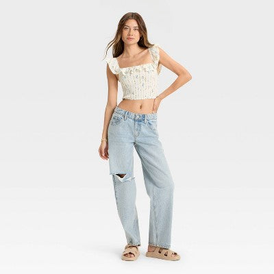  Women's Ruffle Sleeve Smocked Tank Top - Wild Fable™
