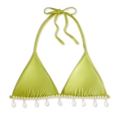  Women's Shell Detail Triangle Bikini Top - Wild Fable™ Green