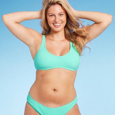  Women's Pucker Textured Bralette Bikini Top - Wild Fable™ Sea Green
