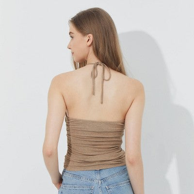  Women's Ruched Halter Top - Wild Fable™ Oatmeal