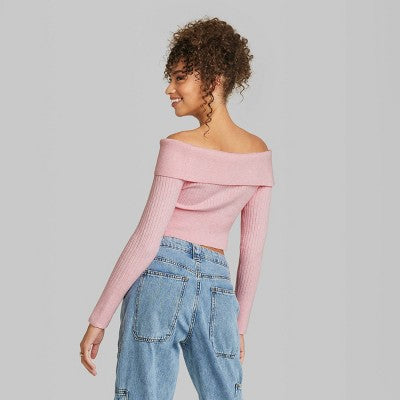  Women's Fitted Off The Shoulder Sweater Top - Wild Fable™