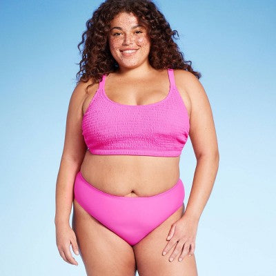  Women's Mid-Rise Full Coverage Bikini Bottom - Wild Fable™ Pink