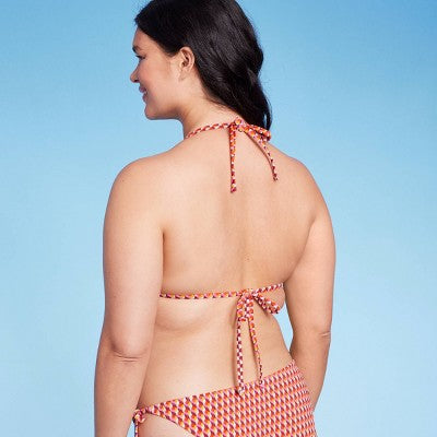  Women's Ribbed Triangle Bikini Top - Wild Fable™ Geo Print