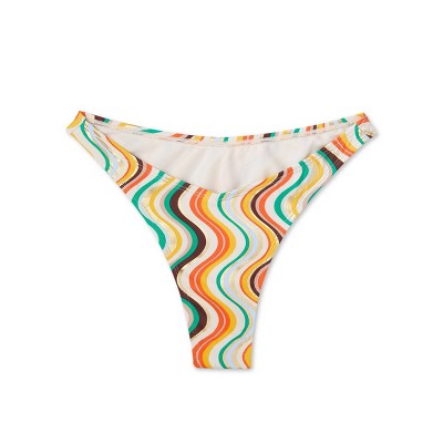  Women's Extra High Leg Ultra Cheeky Bikini Bottom - Wild Fable™ Multi Striped