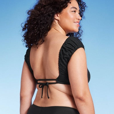  Women's Cap Sleeve Smocked Bralette Bikini Top - Wild Fable™