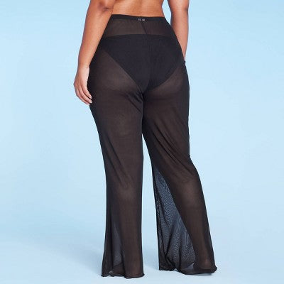  Women's Mesh Cover Up High Waist Flare Pants - Wild Fable™