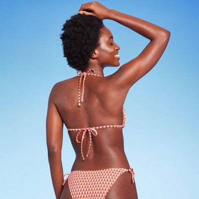  Women's Ribbed Triangle Bikini Top - Wild Fable™ Geo Print
