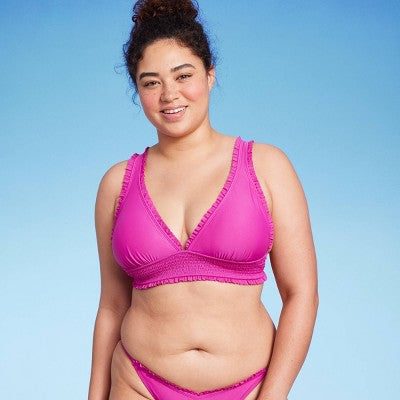  Women's Smocked Detail Longline Bikini Top - Wild Fable™ Purple