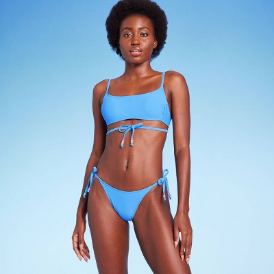  Women's Beaded Side-Tie High Leg Cheeky Bikini Bottom - Wild Fable™