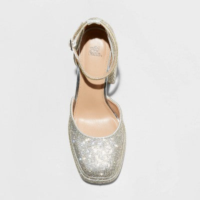  Women's Bianca Rhinestone Platform Pumps - Wild Fable™ Silver