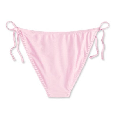  Women's Side-Tie Scoop Front High Leg Cheeky Bikini Bottom - Wild Fable™ Light Pink Lurex