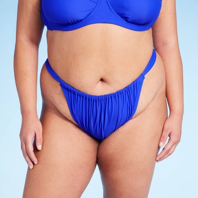  Women's Mid-Rise Cheeky High Leg Bikini Bottom - Wild Fable™ Blue