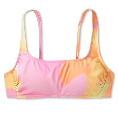  Women's Bralette Bikini Top - Wild Fable™ Pink/Orange/Yellow Tie-Dye