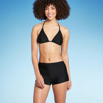  Women's Low-Rise Boyshorts Bikini Bottom - Wild Fable™ Black