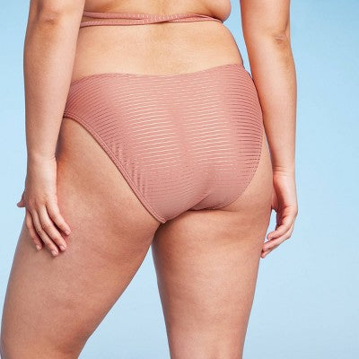  Women's High Leg Cheeky Bikini Bottom - Wild Fable™ Brown Lurex