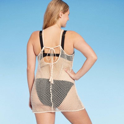  Women's Tassle Trim Crochet Cover Up Dress - Wild Fable™