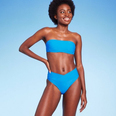  Women's Crossover High Leg Cheeky Mid-Rise Bikini Bottom - Wild Fable™