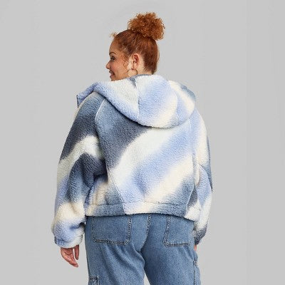  Women's Faux Shearling Full Zip-Up Sweatshirt - Wild Fable™