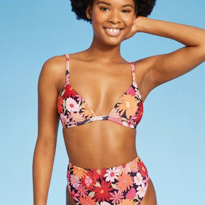  Women's Ribbed Fixed Triangle Bikini Top - Wild Fable™