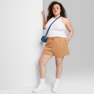  Women's Mid-Rise Pull-On Fleece Shorts - Wild Fable™