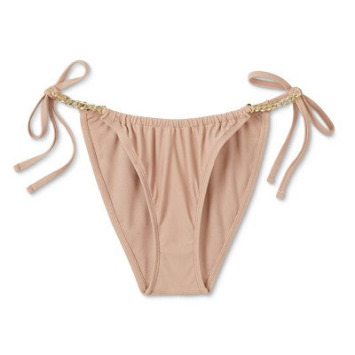  Women's Chain Detail Side-Tie Adjustable Coverage Bikini Bottom - Wild Fable™ Brown