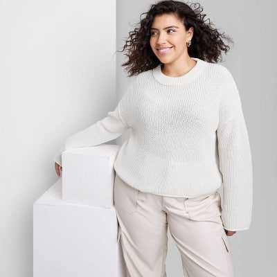  Women's Crewneck Boxy Pullover Sweater - Wild Fable™