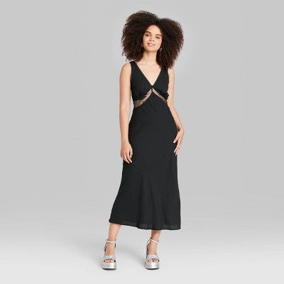  Women's Lace Detail Slip Midi Dress - Wild Fable™