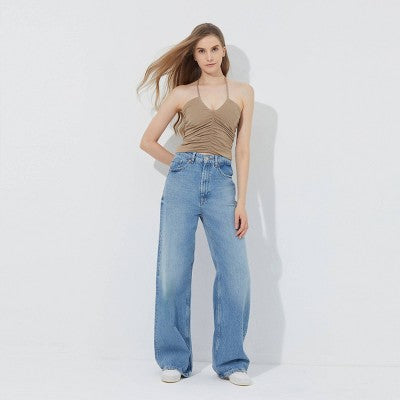  Women's Ruched Halter Top - Wild Fable™ Oatmeal