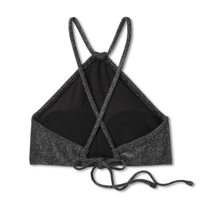  Women's High Next Halter Bralette Bikini Top - Wild Fable™ Black Lurex