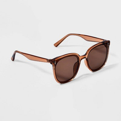  Women's Plastic Round Sunglasses - Wild Fable™ Brown: UV Protection, Recycled Frame, Polycarbonate Lens
