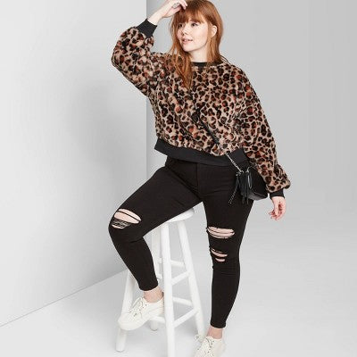 Women's Super-High Rise Distressed Skinny Jeans - Wild Fable™ Black