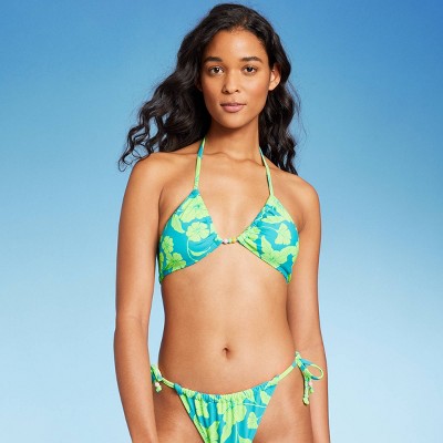  Women's Bead Detail U-Neck Multi-Way Bralette Bikini Top - Wild Fable™ Multi Tropical Print