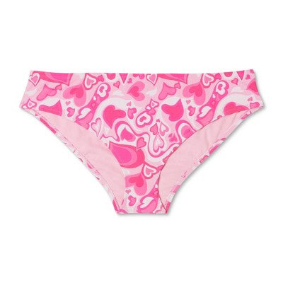  Women's Cheeky Bikini Bottom - Wild Fable™ Pink Heart Print