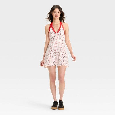  Women's Lace Trim Mini A-Line Dress - Wild Fable™