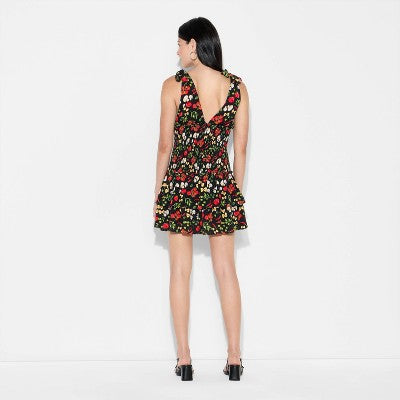  Women's Smocked Drop-Waist Mini A-Line Dress - Wild Fable™