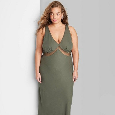  Women's Lace Detail Slip Midi Dress - Wild Fable™