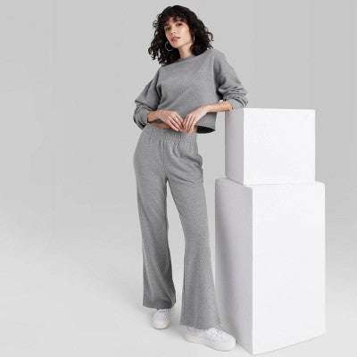  Women's High-Rise Wide Leg French Terry Sweatpants - Wild Fable™