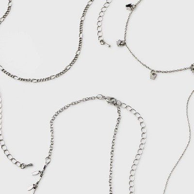  Butterfly Choker Necklace Set 5pc - Wild Fable™ Silver: Brass Lobster Claw Clasp, 12" Length