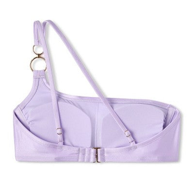  Women's Ring Detail One Shoulder Bralette Bikini Top - Wild Fable™ Shiny Light Purple
