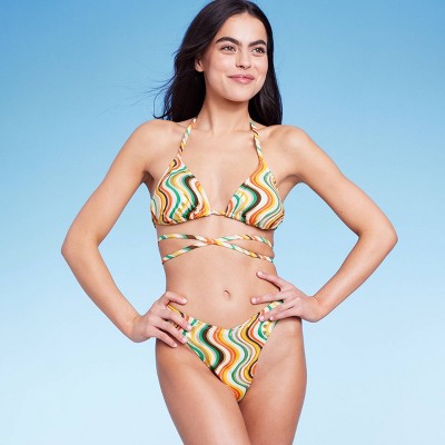  Women's Extra High Leg Ultra Cheeky Bikini Bottom - Wild Fable™ Multi Striped