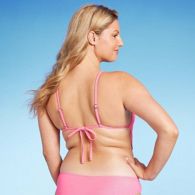  Women's Cowl Neck Longline Bralette Bikini Top - Wild Fable™ Pink Shine